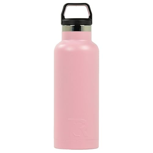 RTIC 16 oz Vacuum Insulated Water Bottle, Stainless Steel Metal, Double Wall, BPA Free, for Hot and Cold Drinks, Flamingo