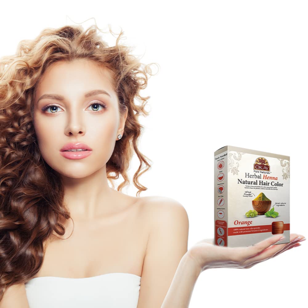 Okay Pure Naturals | Herbal Henna Hair Color Orange | All-Natural Dye | Free Of Harmful Chemicals | Vibrant Rich Color Pigment | Sifted Clump Free