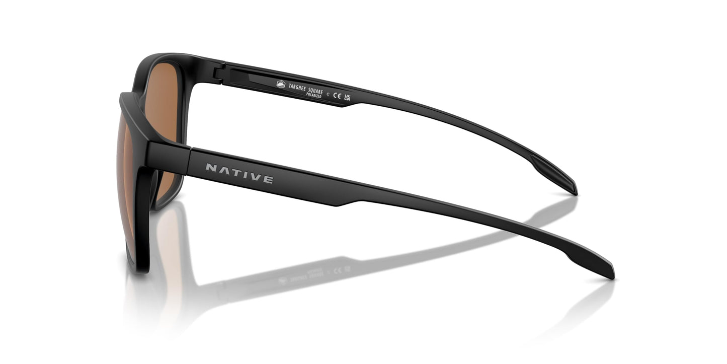 Native Unisex Sunglasses Matte Black Frame, Brown Polarized Lenses, 54MM