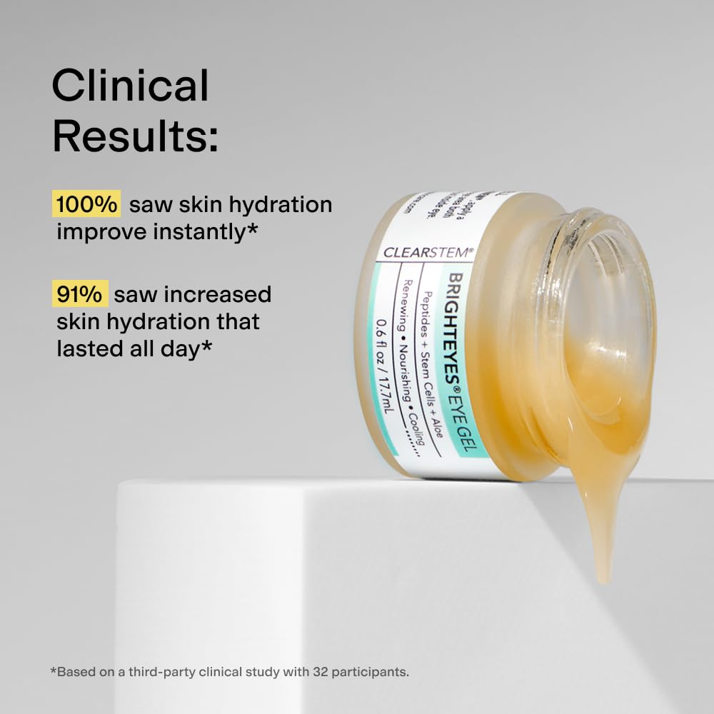 CLEARSTEM - BRIGHTEYES - Eye Gel - Nourishing Eye Cream - Cooling Gel - Stem Cells Blend - Peptides, Collagen, Aloe Vera - Gluten Free - Beauty, Self