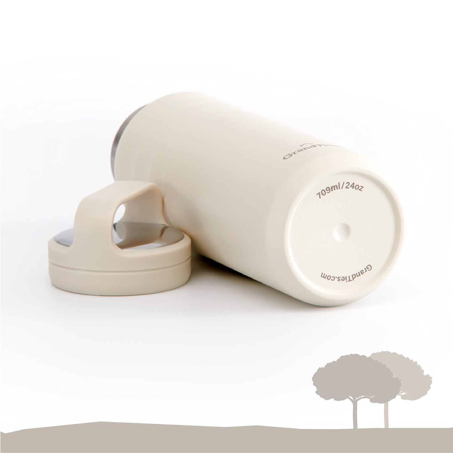 GRANDTIES 2 Lids Sports Stainless Steel Water Bottles - Wide Mouth Vacuum Insulated Reusable Leak Proof BPA-Free Travel Metal Canteen, Thermal