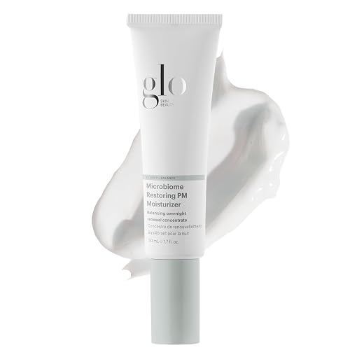 Glo Skin Beauty Microbiome Restoring PM Moisturizer - Oil Free Nighttime Gel-Cream for Acne-Prone Oily Skin, Repairs Skin’s Moisture Barrier, Reduces