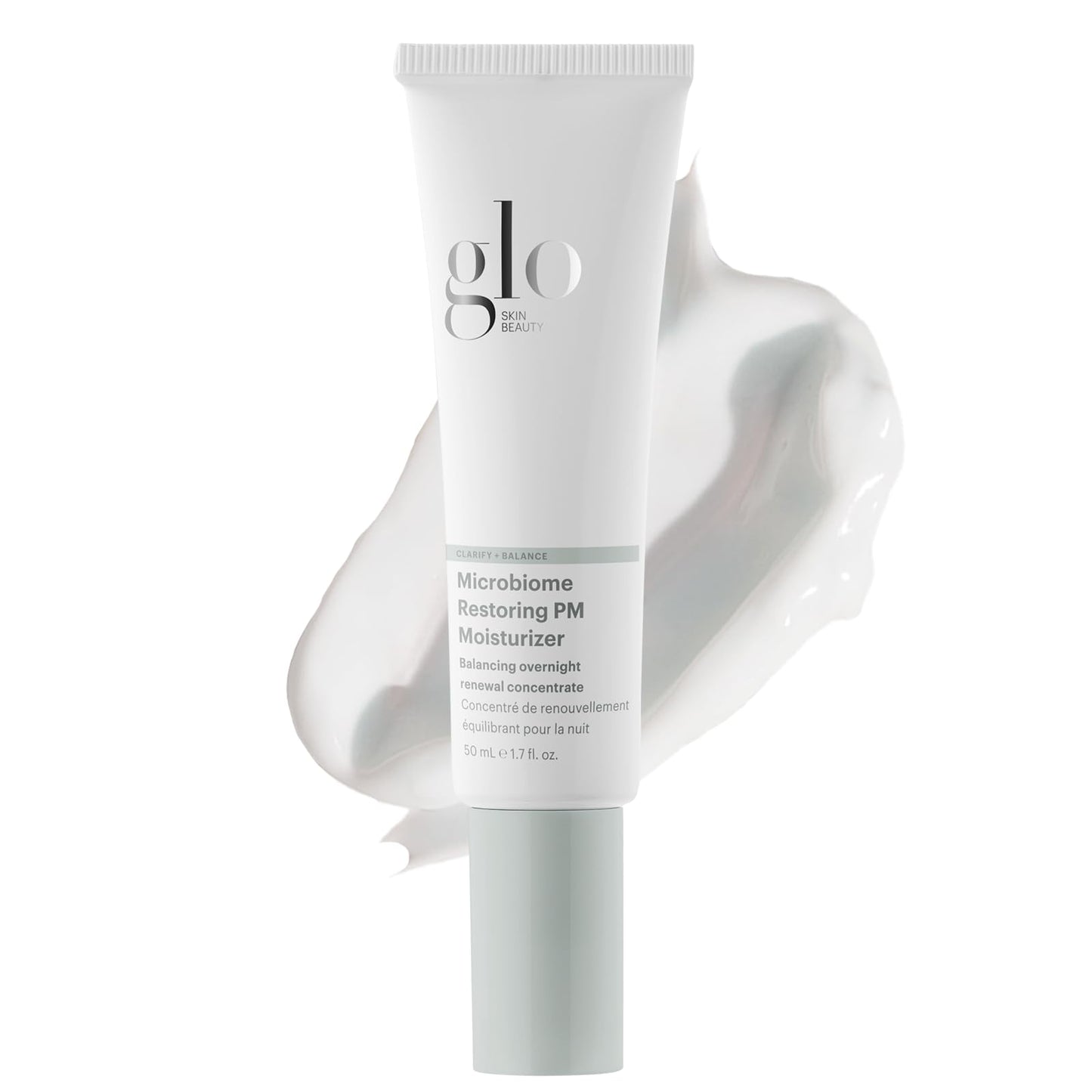 Glo Skin Beauty Microbiome Restoring PM Moisturizer - Oil Free Nighttime Gel-Cream for Acne-Prone Oily Skin, Repairs Skin’s Moisture Barrier, Reduces