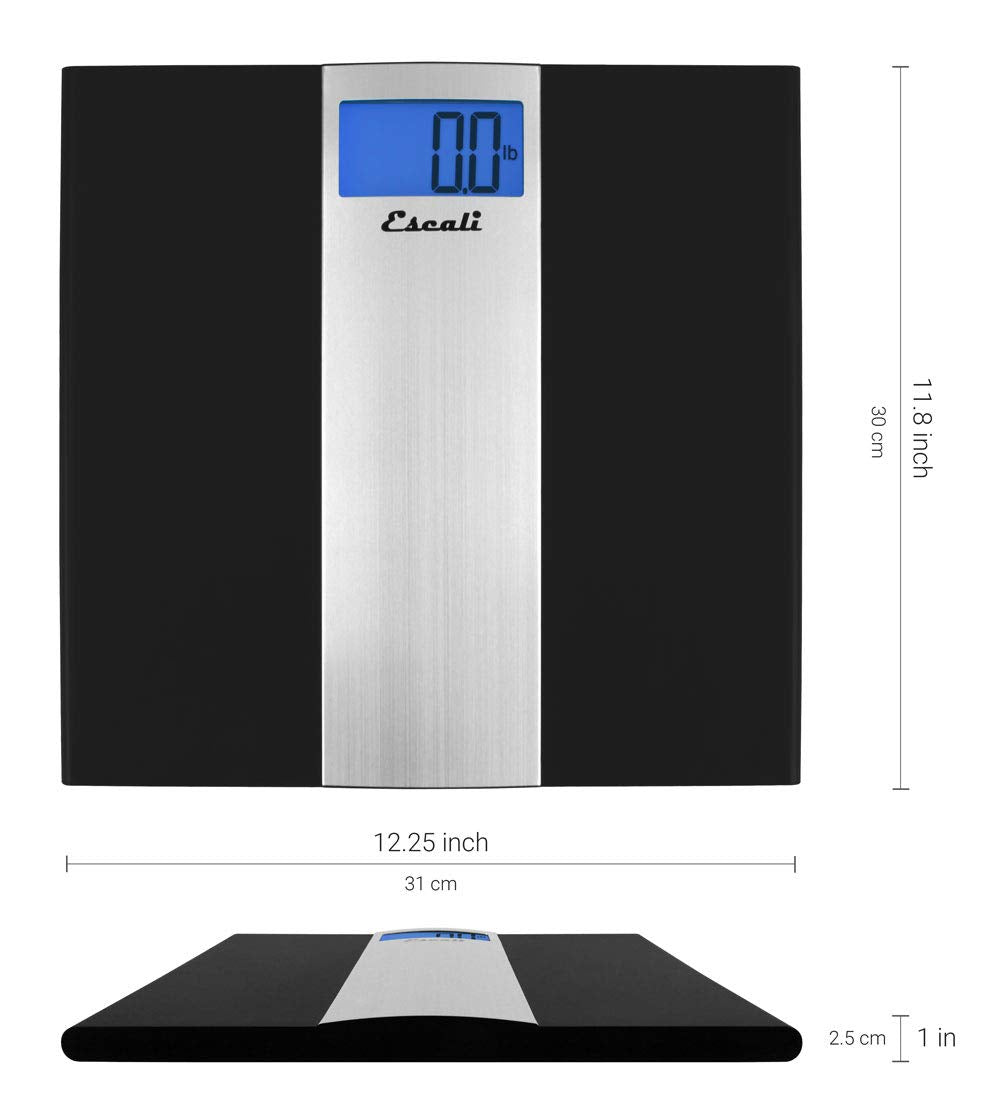 Escali Ultra Slim Digital Bathroom Scale for Body Weight, Bath Scale, High Capacity of 400 lb, Batteries Included