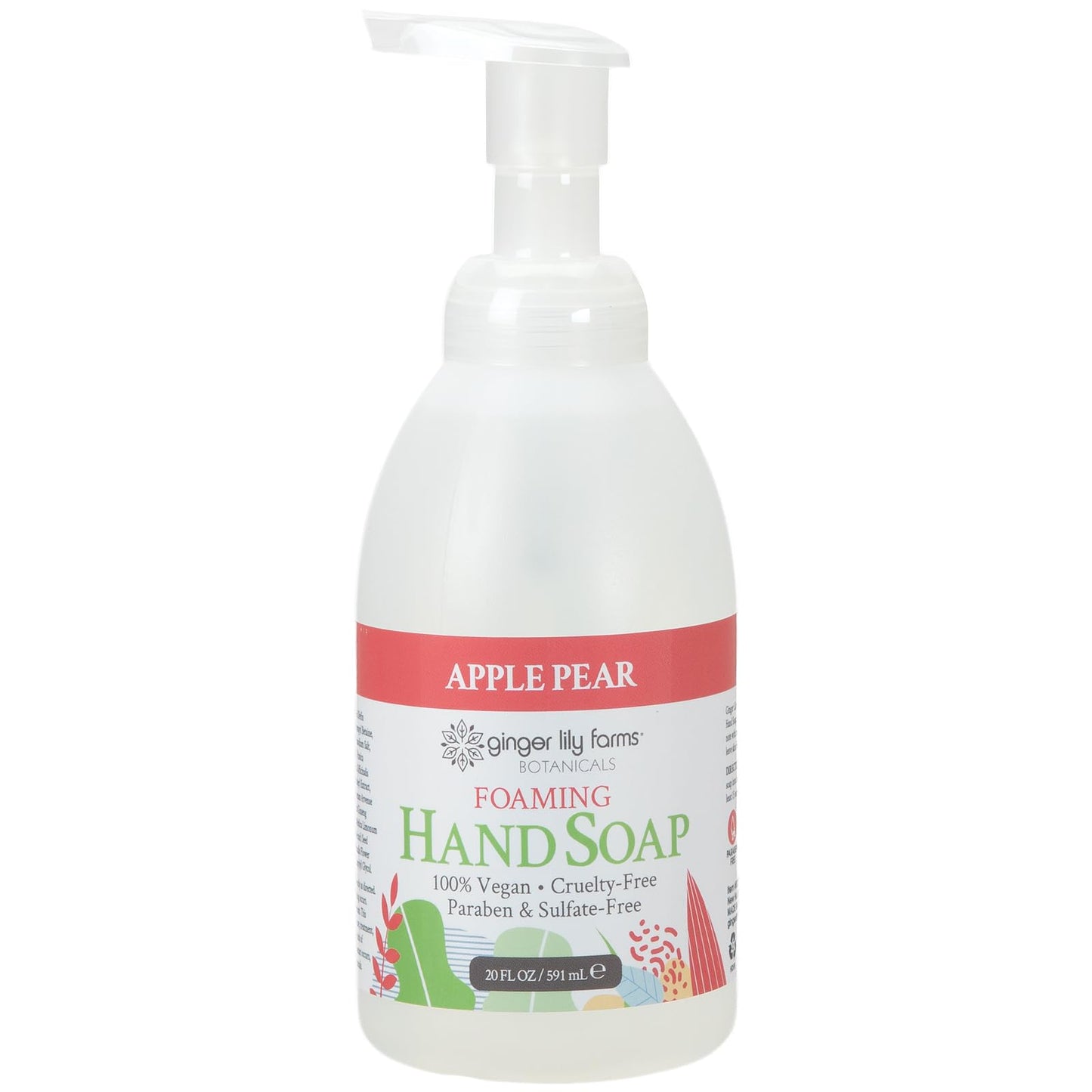 Ginger Lily Farms Botanicals All-Purpose Foaming Hand Soap Refill, 100% Vegan & Cruelty-Free, Apple Pear Scent, 20 Fl Oz (Pack of 8)