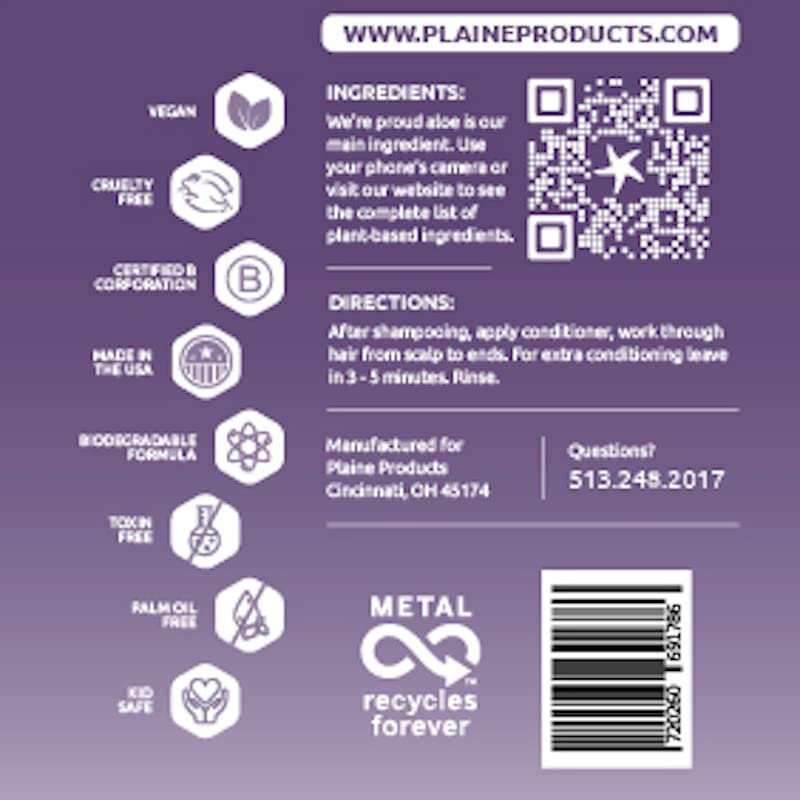 Plaine Products Eco-Friendly Shampoo and Conditioner Set - Citrus Lavender - Sulfate/Paraben/Phthalate Free, 16oz (Refill Bottles - No Pumps)