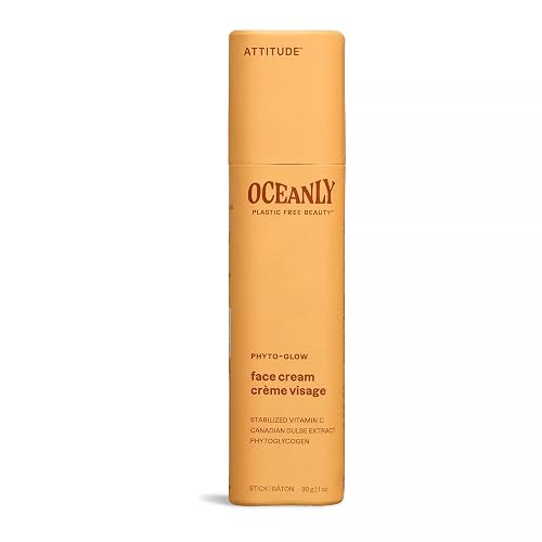 ATTITUDE Oceanly Face Cream Bar, EWG Verified, Plastic-free, Plant and Mineral-Based Ingredients, Vegan and Cruelty-free Beauty Products, PHYTO GLOW