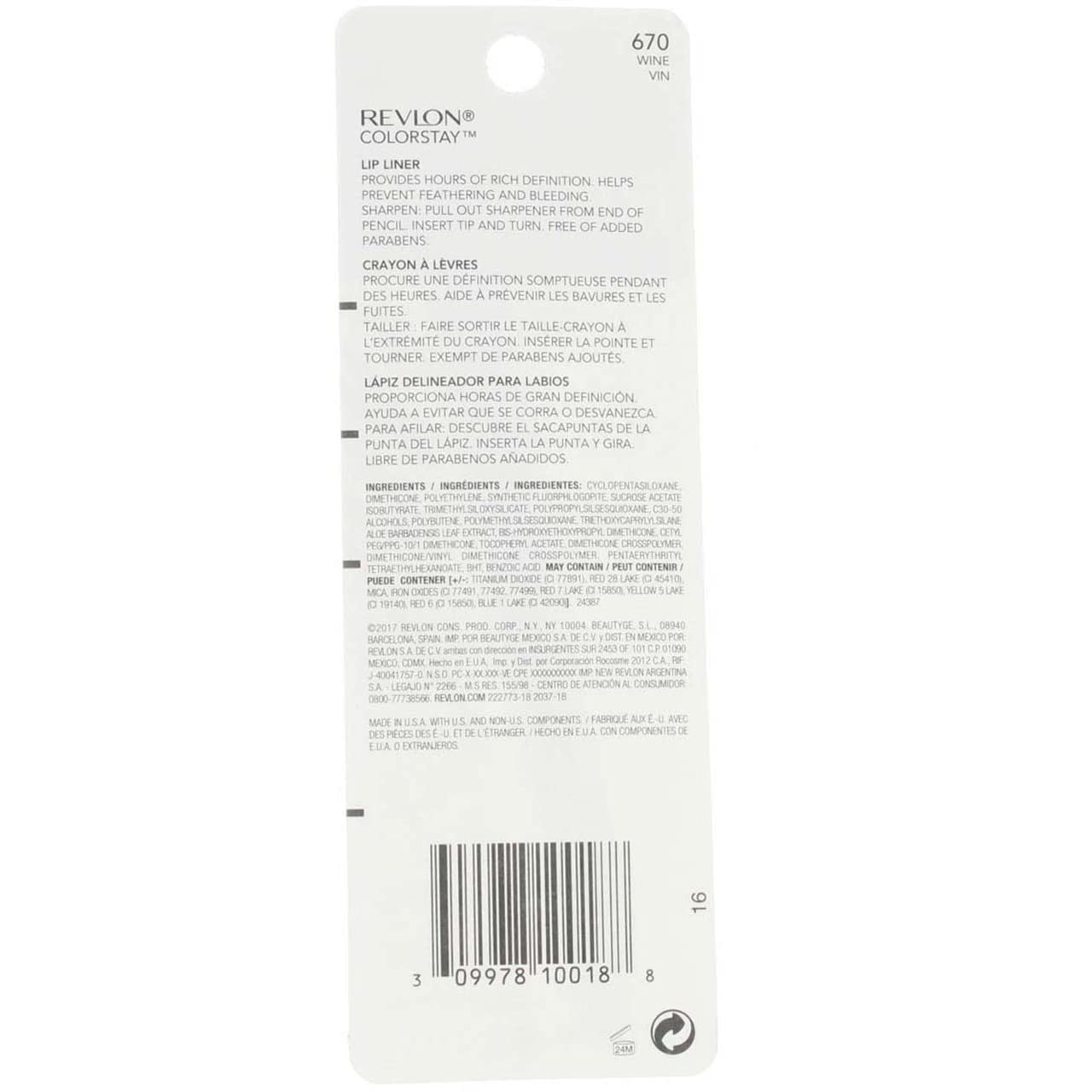 Revlon ColorStay Lipliner with SoftFlex, Wine 670, 0.01 Ounce