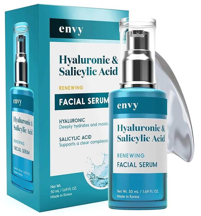 Envy Face Serum Duo Pack Hyaluronic & Salicylic Acid 1.69 fl oz and Collagen & Peptides 1.69 fl oz