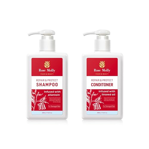 Rose Molly Repair & Protect Shampoo and Conditioner Set for Damaged Hair, 17.64 fl oz