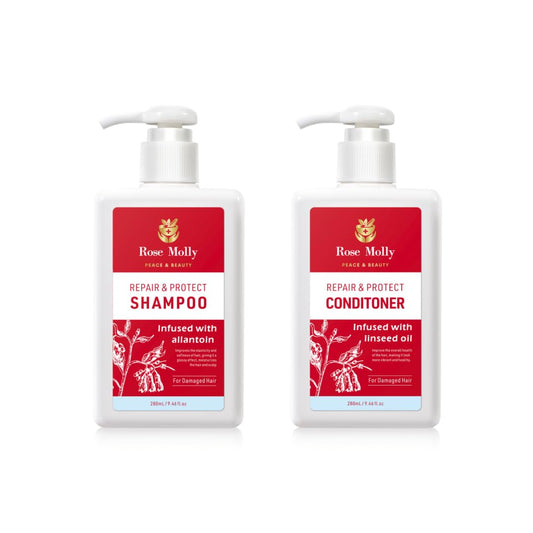 Rose Molly Repair & Protect Shampoo and Conditioner Set for Damaged Hair, 17.64 fl oz