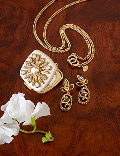 Jay Strongwater Schuyler Maltese Bejeweled Compact - Golden