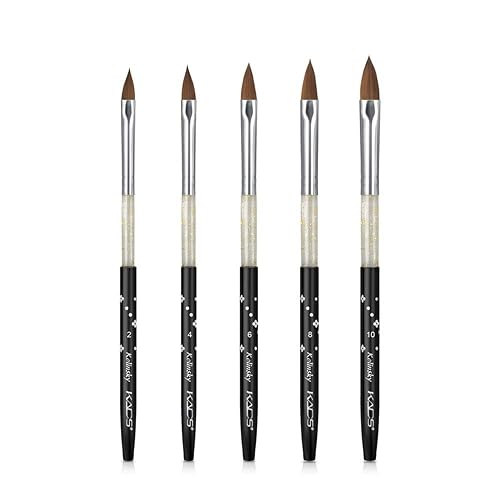 KADS Kolinsky Sable Acrylic Brush Set - 5pcs, Sizes 2# to 10#, Black Kolinsky Sable Nail Brushes Beauty & Personal Care KADS