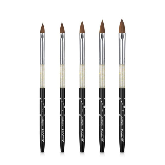 KADS Kolinsky Sable Acrylic Brush Set - 5pcs, Sizes 2# to 10#, Black Kolinsky Sable Nail Brushes Beauty & Personal Care KADS