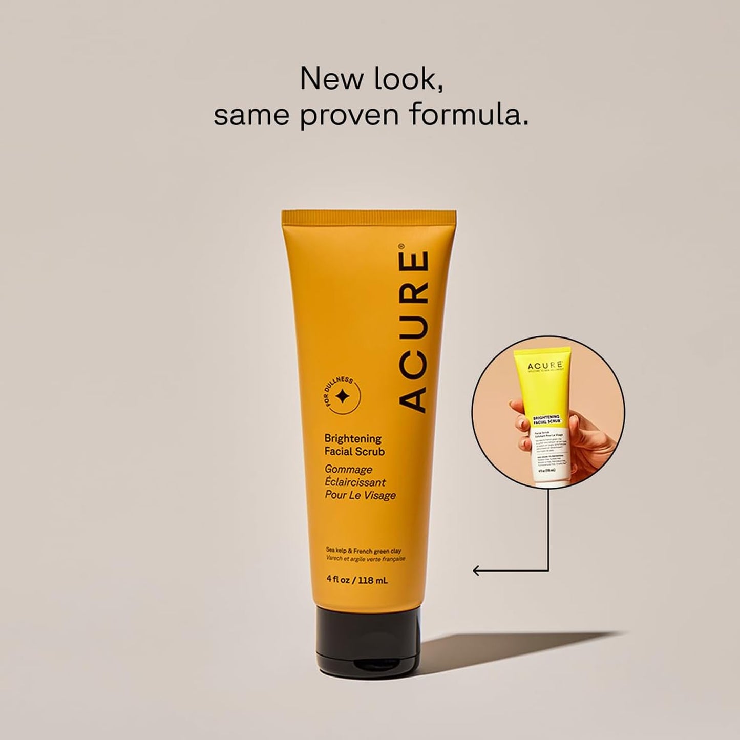 Acure Brightening Facial Scrub - Exfoliating Face Wash, Gentle Daily Scrubber & Exfoliator for Women & Men for Radiant Skin, Cleansing Wash with Sea