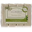 A LA MAISON Rosemary Mint Bar Soap - Triple French Milled Natural Moisturizing Hand Soap Bar (4 Bars of Soap, 3.5 oz)