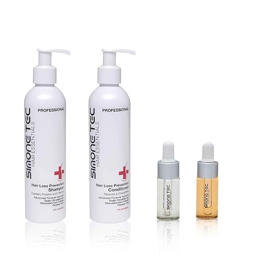 Simone Tec Prevention Anti-Hair Loss Shampoo & Conditioner (236ML) Scalp Care, Stimulate | Dx2-Dixidox Phase 1 & DNA-Pollen Phase 2 Treatment 10ml