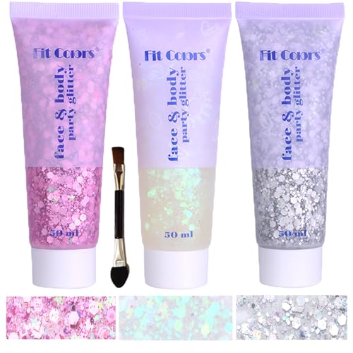 Body Glitter Face Glitter Gel: Singer Concerts Disco Festival Rave Accessories Face Glitter Makeup 150ml Chunky Sequins Mermaid Face Body Hair Glitter