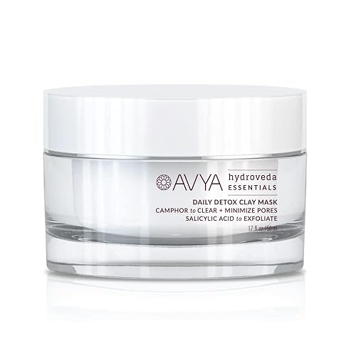 AVYA Hydroveda Essentials Daily Detox Clay Mask (1.7oz) - Bentonite Clay Treatment for Blemishes & Calming Camphor for Inflammation/Remove Impurities