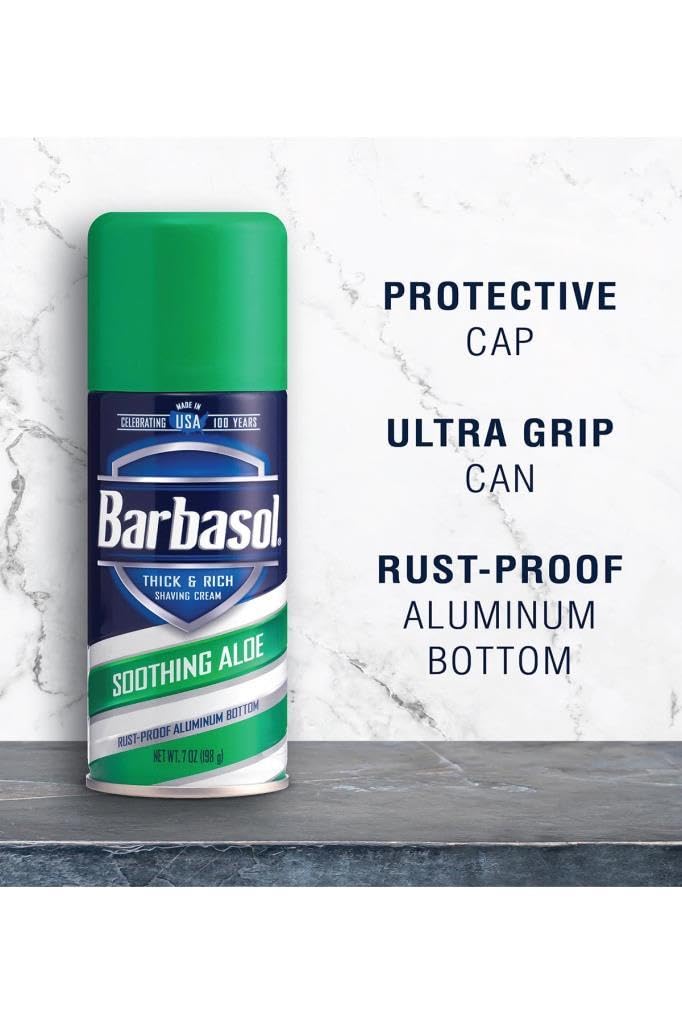 PERIO PROD Barbasol Soothing Aloe Thick & Rich Shave Cream, 7 Oz, Pack of 1