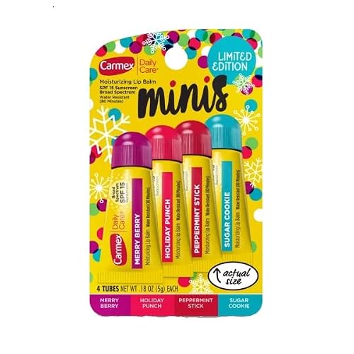 Carmex 4 Mini Tubes Daily Care Moisturizing SPF 15 Soft Lip Balm Limited Edition