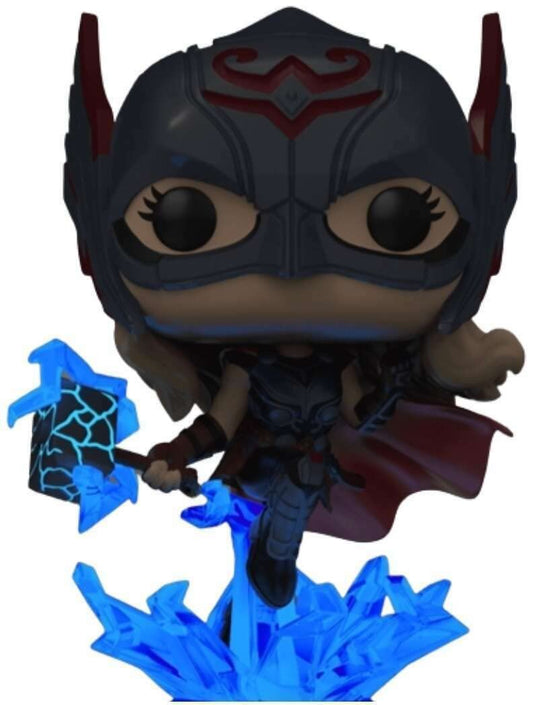 Funko Marvel: Thor Love & Thunder - Mighty Thor (Jane Foster) Glows-in-the-Dark Pop! Vinyl Figure (Blue, Multicolored)