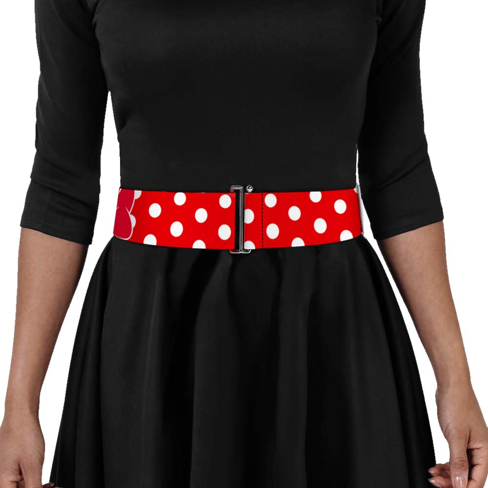 Buckle-Down Women's Cinch Belt Minnie Mouse Dots Red White 28 to 52 Inch, Multicolor