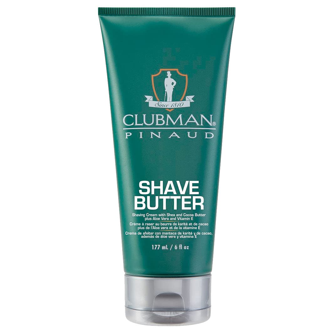 Clubman Pinaud Shave Butter - Enriched with Shea & Cocoa Butter for a Smooth Shave, Shaving Cream for Men, 6 oz