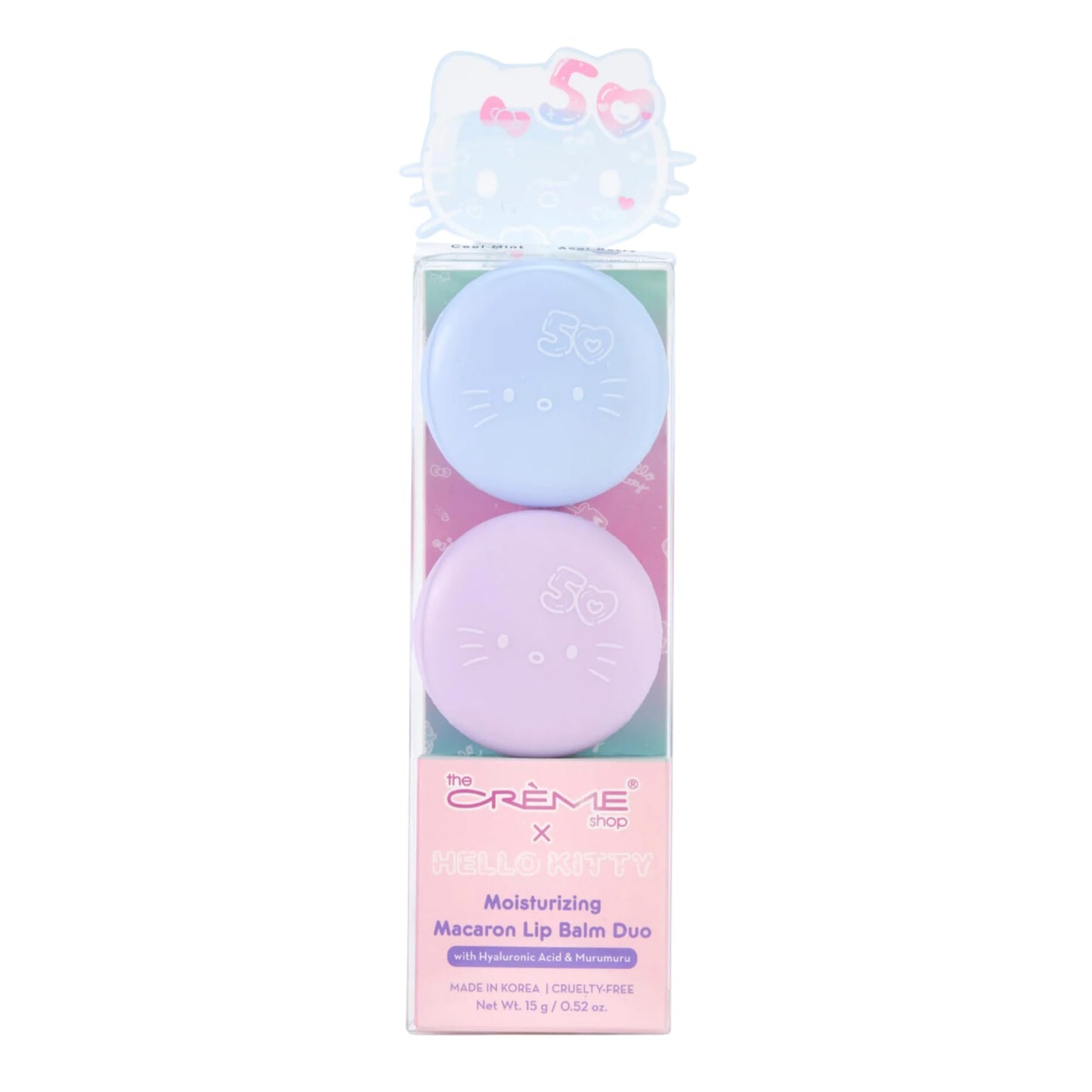 The Crème Shop x Hello Kitty Plumping Moisturizing Macaron Lip Balm, Hydrating Korean Lip Balm, 50th Year Anniversary Limited Edition Duo Lip