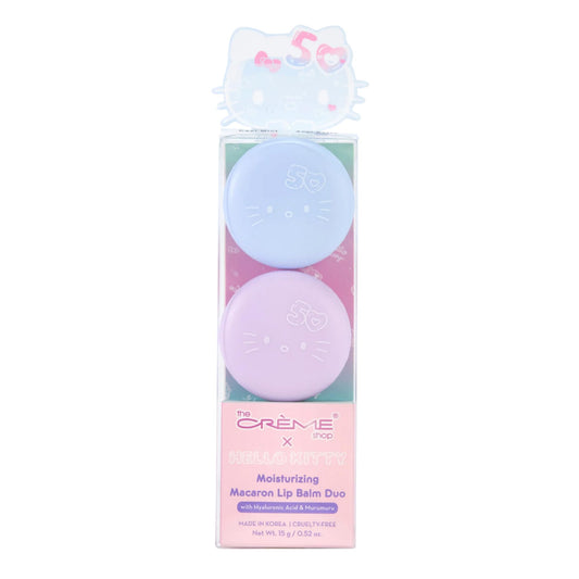 The Crème Shop x Hello Kitty Plumping Moisturizing Macaron Lip Balm, Hydrating Korean Lip Balm, 50th Year Anniversary Limited Edition Duo Lip