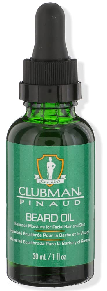 Clubman Pinaud Beard Oil for Men - Balanced Moisture for Facial Hair & Skin, Softens & Nourishes Beard, 1 oz