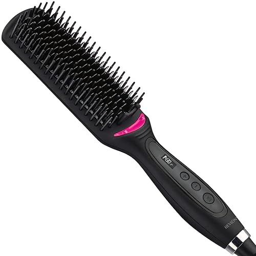 REVLON Salon One-Step Straight and Shine Heated Brush for Visibly Shinier, Smoother Hair | Hair Straightener That Revives Second Day Hair with an Ion