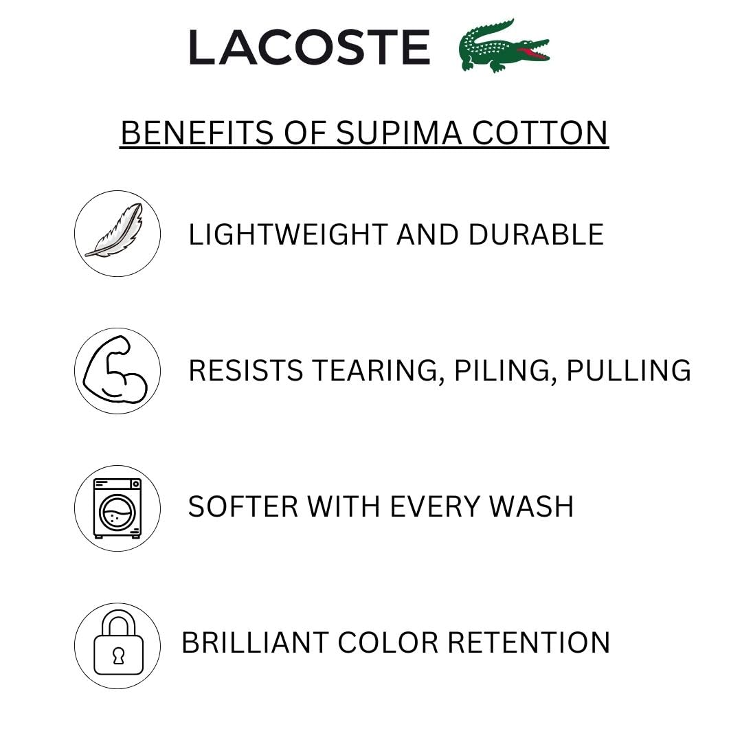 Lacoste Heritage Supima Cotton 6-Piece Towel Set, 2 Bath Towels, 2 Hand Towels, 2 Washcloths, Celestial Blue - Highly Absorbent & Quick Drying…