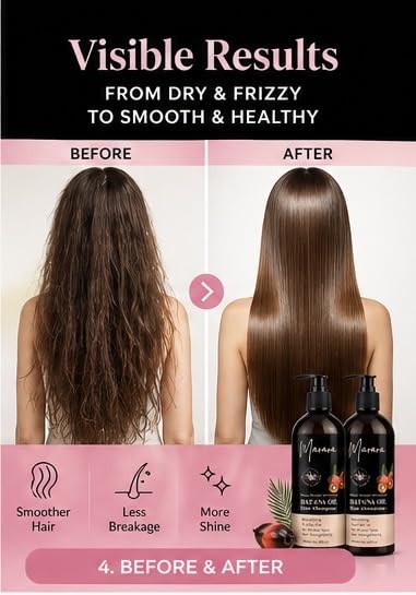 marara Batana Oil Hair Shampoo and Conditioner Set - Herbal Shampoo and Conditioner for Thinning Hair for Women & Men Hair Loss, Hair Thickening