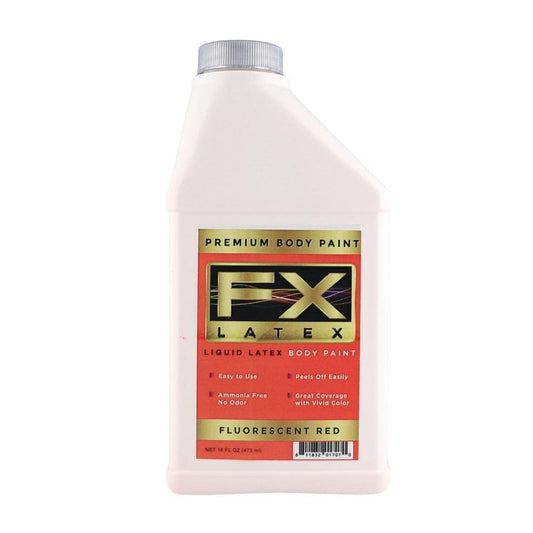 Liquid Latex - Face and Body Paint, Ammonia Free, Easy On and Off, Cosplay Makeup, Create Professional Monster, Zombie Arts 16 Oz (Fluorescent Red)