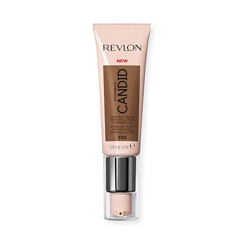 Revlon PhotoReady Candid Natural Finish Foundation, with Anti-Pollution, Antioxidant, Anti-Blue Light Ingredients, 550 Mocha, 0.75 fl. oz.