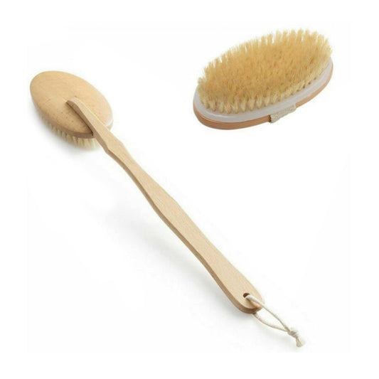 MOOKEENONE 1 Pack x Body Brush, Eco-Friendly Wooden Long-Handled Bath Shower Body Back Dry Skin Cleaning Tool Spa Scrubber Brush Beauty and Personal Care MOOKEENONE
