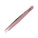 Rubis Classic Stainless Steel Slanted Tweezers for Precise Eyebrows and Hair Removal, 1K108, Pink,Rubis Switzerland Swiss Made World Renowned