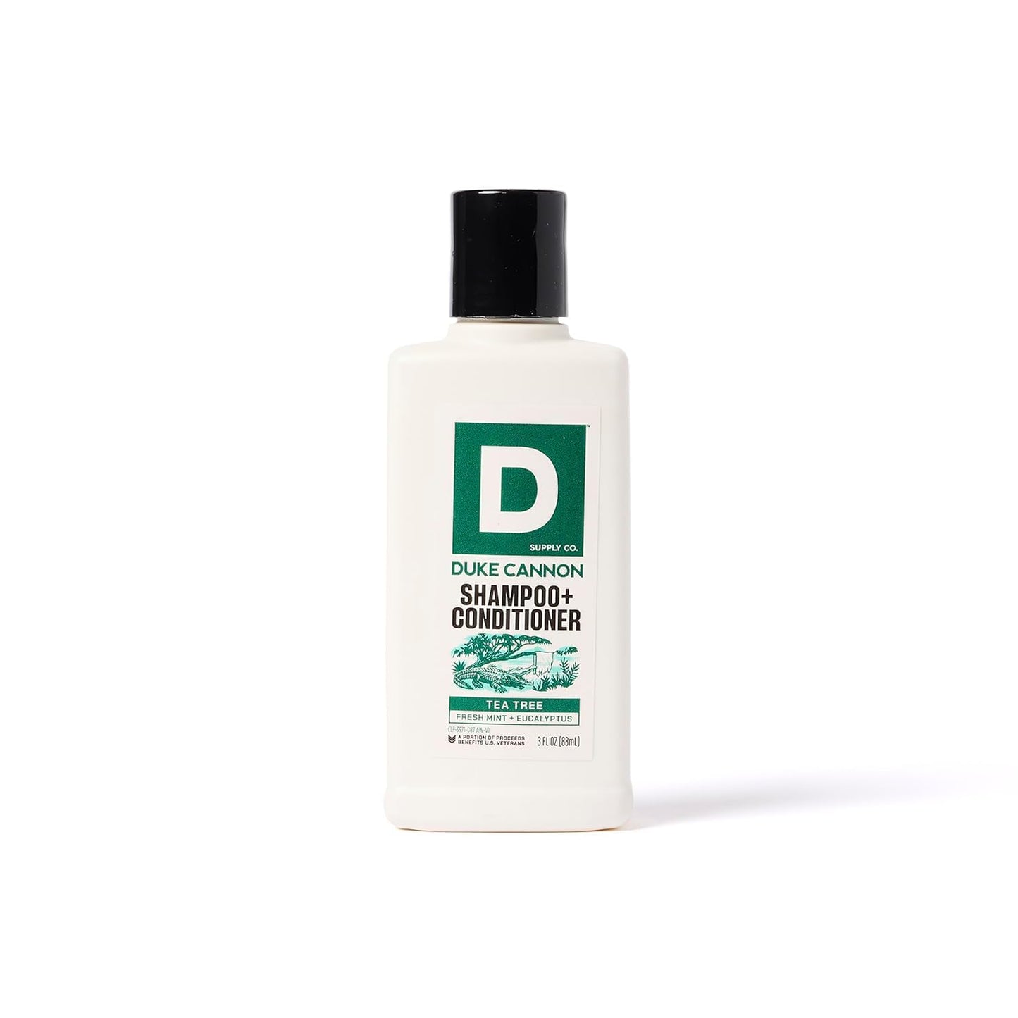 Duke Cannon Supply Co. Tea Tree 2-in-1 Shampoo and Conditioner for Men - 3 fl oz - Fresh Mint + Eucalyptus Scent - Made with Tea Tree Oil & Menthol