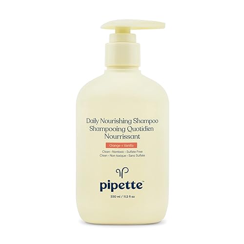 Pipette Daily Nourishing Shampoo - Tear Free Shampoo for Kids, Adds Moisture, 100% Plant-Derived Squalane and Quinoa, Orange + Vanilla Aroma, 11.2 fl