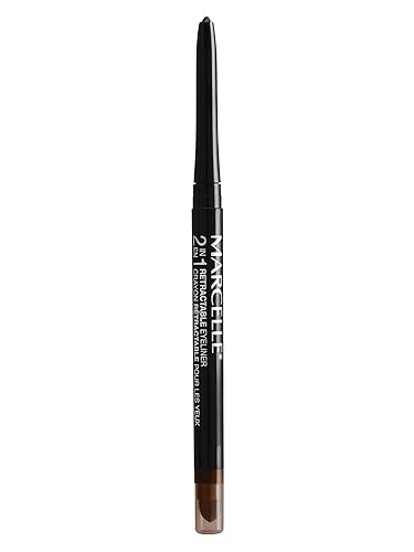 Marcelle 2-in-1 Retractable Eyeliner, Brown, Waterproof, Easy-To-Smudge, Smokey Eye, Long-Lasting 12h, Fragrance-Free, Hypoallergenic, Cruelty-Free