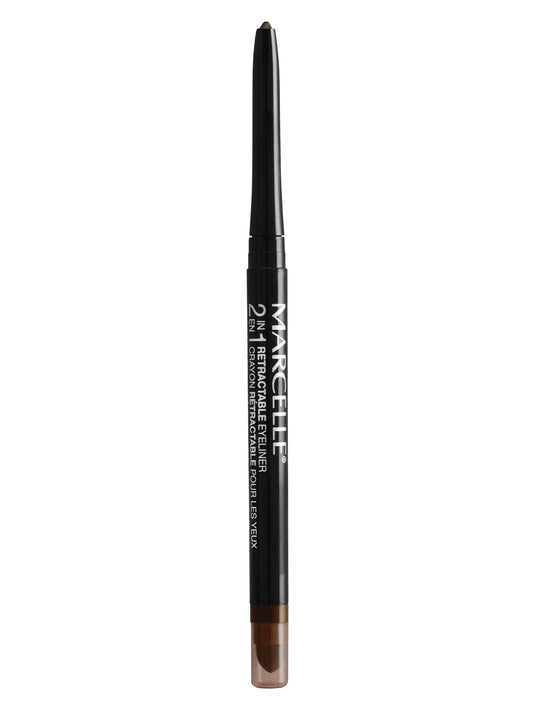 Marcelle 2-in-1 Retractable Eyeliner, Brown, Waterproof, Easy-To-Smudge, Smokey Eye, Long-Lasting 12h, Fragrance-Free, Hypoallergenic, Cruelty-Free