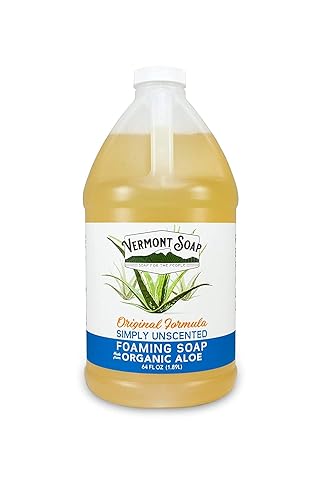 VERMONT SOAP Organic Unscented Foaming Hand Soap - Natural Moisturizing Soap for Dry Skin - Fragrance Free Liquid Bathroom Hand Soap - Simply