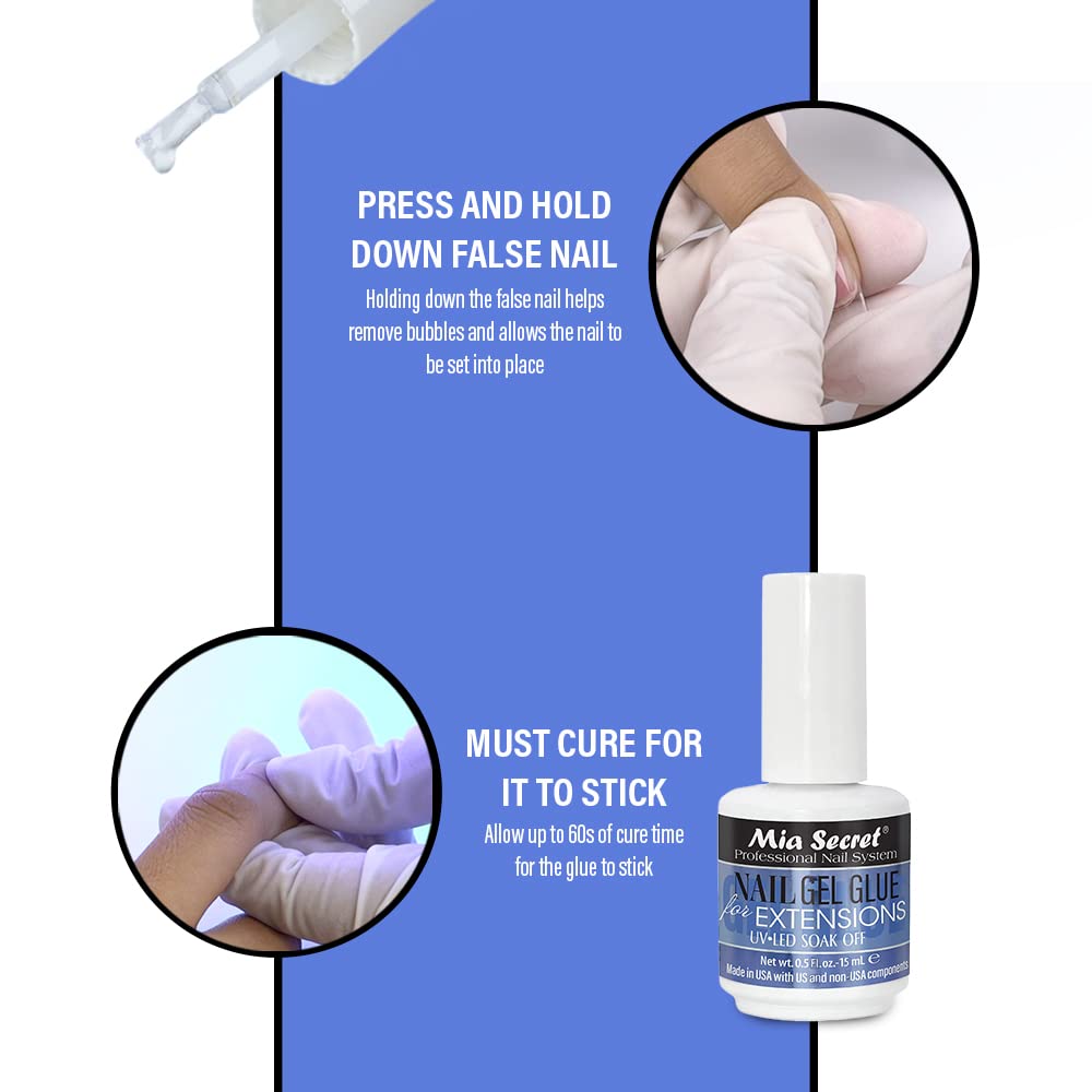 MIA SECRET 0.5Floz NAIL GEL GLUE FOR EXTENSIONS UV-LED SOAK OFF