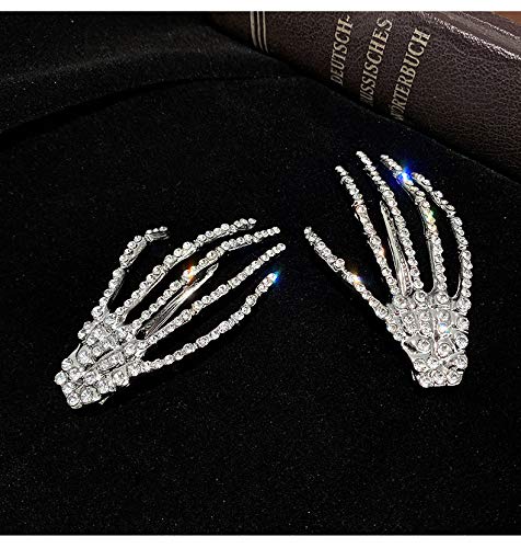 Halloween Costumes Hair Clips Accessories - Rhinestone Skeleton Hand Hair Clip Bone Hair Claws Barettes Pins Birthday Christmas Party CosplayGifts