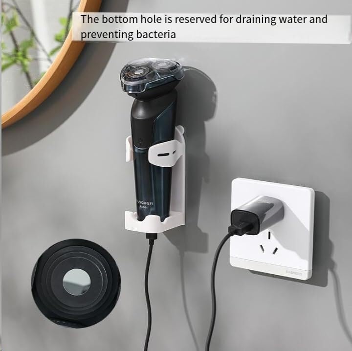 ZWJFDGQM Wall Mount Electric Shaver Holder, Adjustable Bathroom Organizer with Drainage Hole (Black)(Black) Beauty and Personal Care ZWJFDGQM