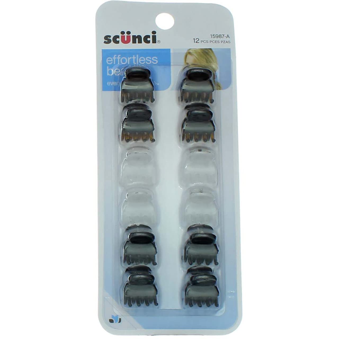 Scunci Mini Oval Topped Jaw Clip 12 Count44; Pack Of 3
