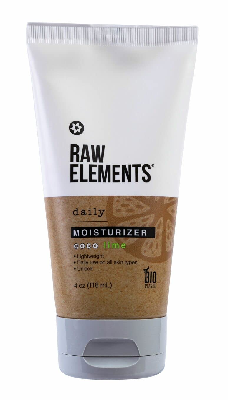 Raw Elements Daily Moisturizing Lotion Coco Lime - Organic Non Toxic Body Lotion, Cocoa Butter, Vitamin E, Reef-Safe, Water Resistant, Bio-Resin Tube