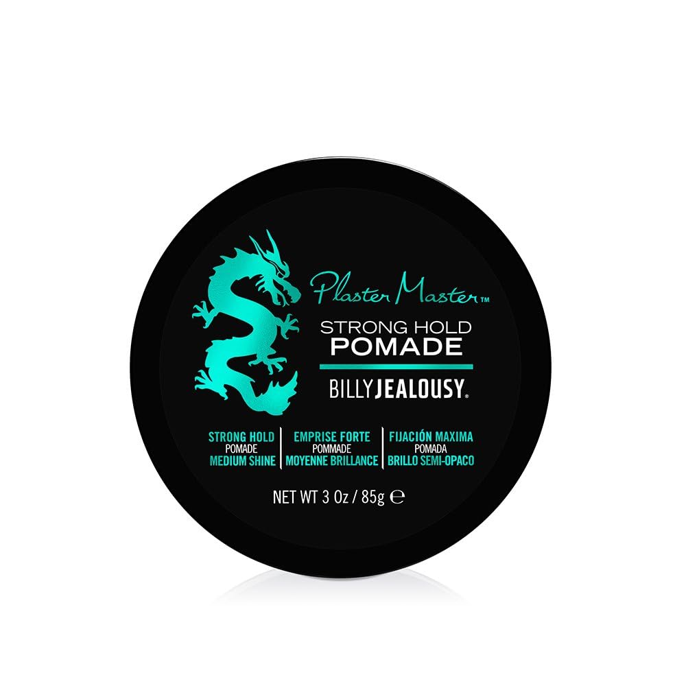 Billy Jealousy Plaster Master Water-Soluble Hair Pomade for Men, All Day Strong Hold with Medium Shine, Won't Flake & Safe for Color-Treated Hair, 3