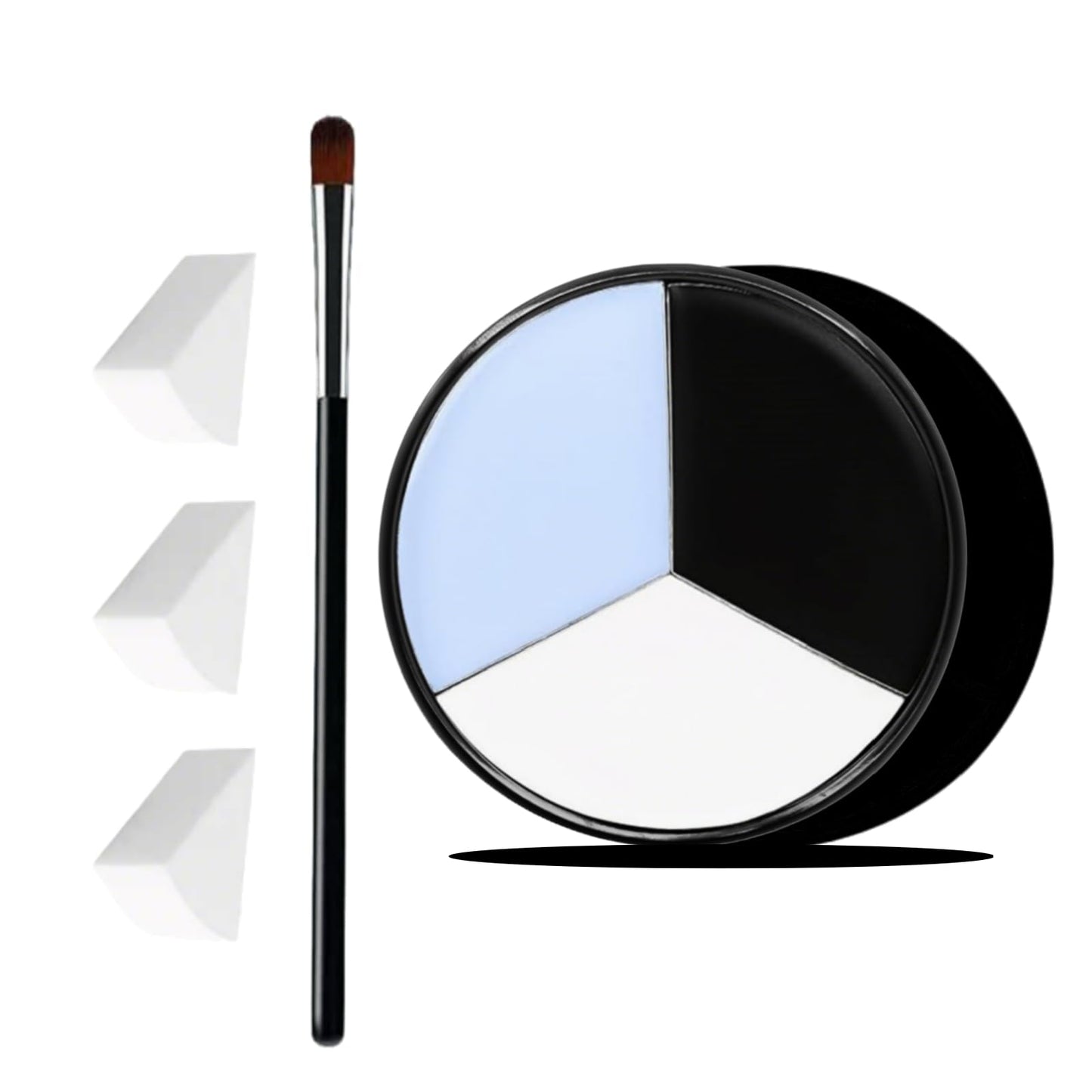 VPCRT6 White Black Blue Halloween Face Body Paint with 3PCS Sponge and 1PC Brush, for Baseball, Sports(Eye Black) & Halloween, Face Painting Kit